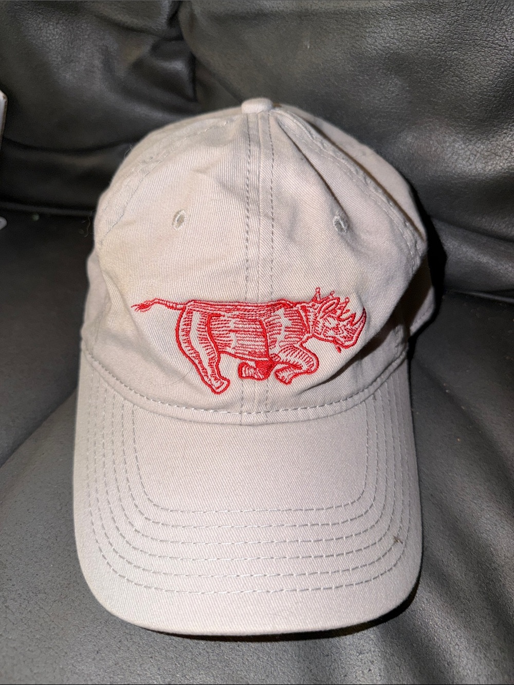 Royal rhino club collectible Beige Baseball Cap adjustable Red Embroidered